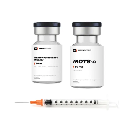 Starterset MOTS-c 10 mg + 10 ml BAC-Wasser + 10 Spritzen, Set (Fläschchen + Zubehör)